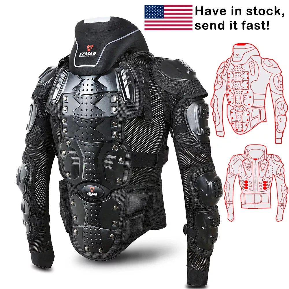 Vemar Full Body Armor Motorcycle Jacket Chest Back Protector Moto Body Armor Guard Motocross Racing Armor Jacket Cycling MX Coat