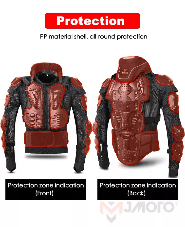 Vemar Full Body Armor Motorcycle Jacket Chest Back Protector Moto Body Armor Guard Motocross Racing Armor Jacket Cycling MX Coat