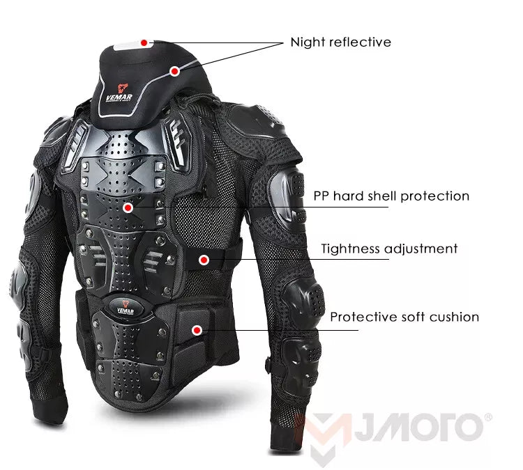 Vemar Full Body Armor Motorcycle Jacket Chest Back Protector Moto Body Armor Guard Motocross Racing Armor Jacket Cycling MX Coat